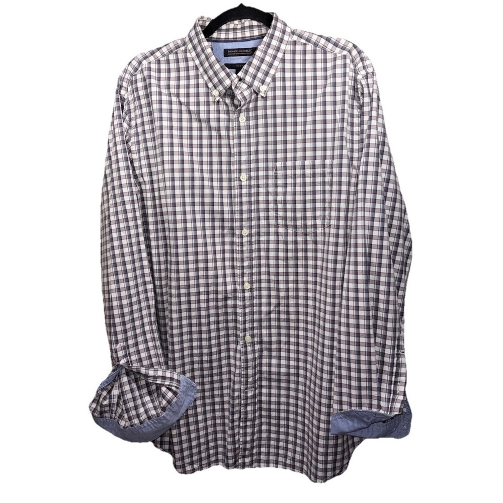 banana republic mens polo Plaid shirt xl